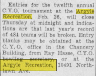 Ambassador Lanes (Argyle Lanes) - Feb 1939 Article (newer photo)